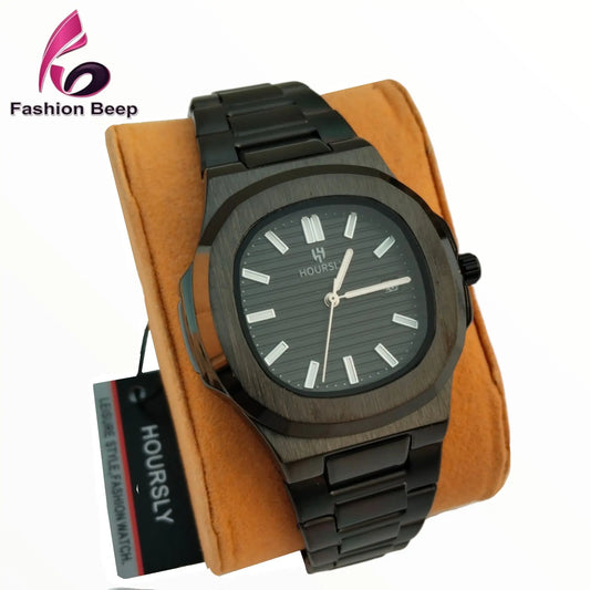 Mens Branded Watch Black Dial - Stainless Steel